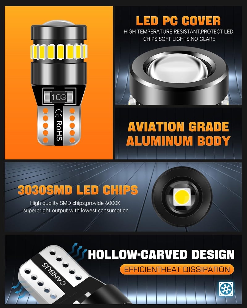 LUYED 194 LED Bulb License Plate Bulb White Bright, 168 T10 LED Bulbs Canbus Error Free, 6500K 2825 W5W for Map Dome Trunk Cargo Lights(2 Pack) - Image 3